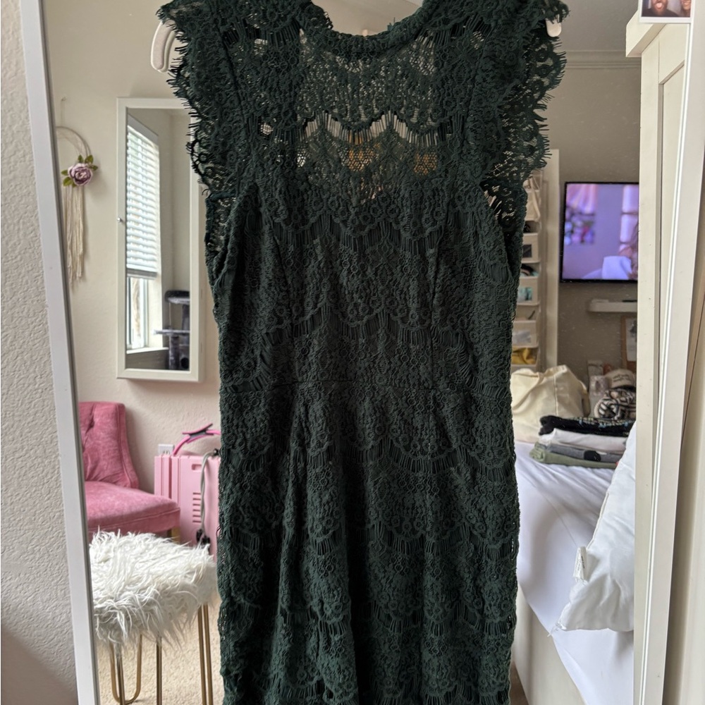 Elegant Green Free People Lace Dress